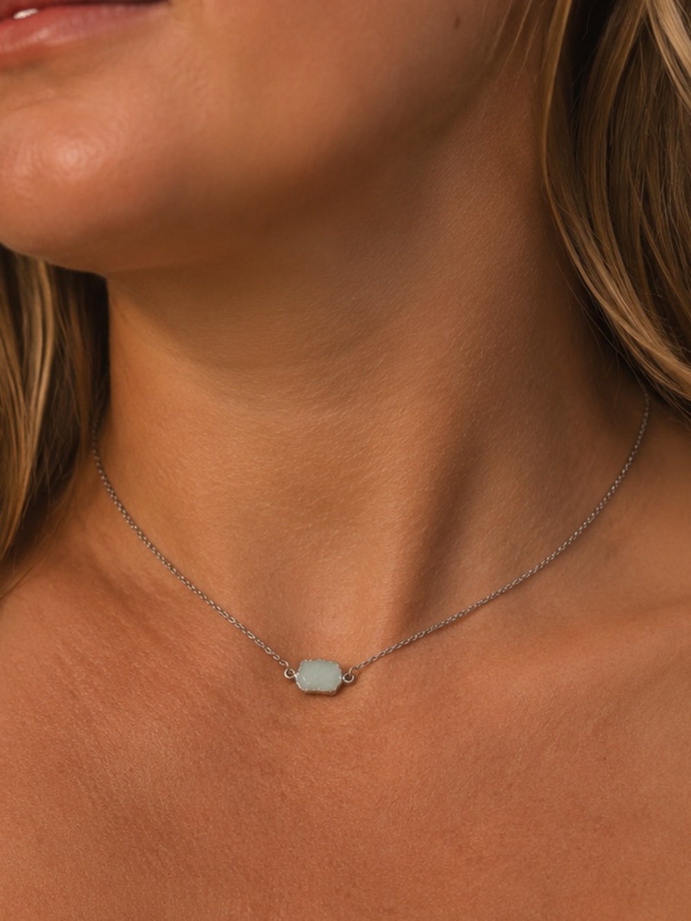 Pale Blue Stone Necklace